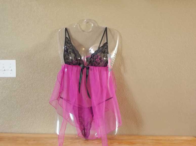 Black Lace & Fuchsia Chemise