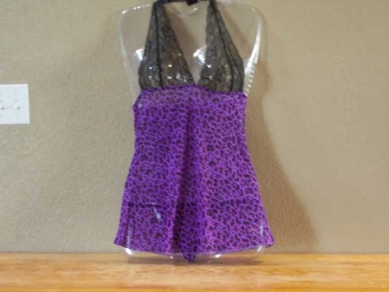 Black lace and purple Cheetah babydoll