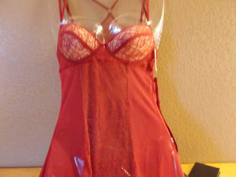 Maroon and Nude Lace Babydoll